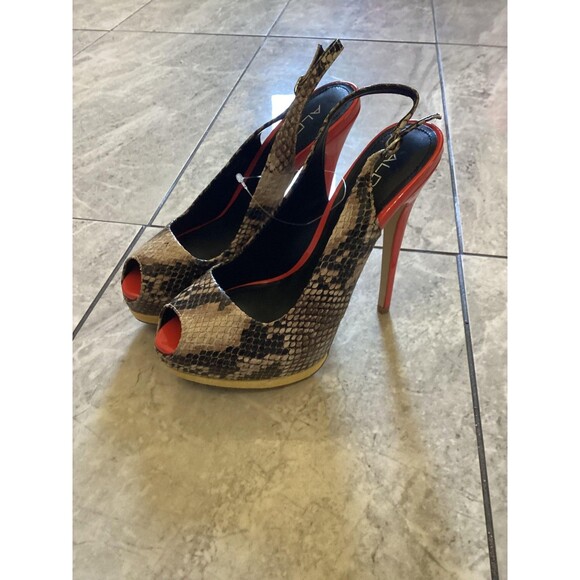 ALDO Shoes Womens Size EU 38 Snake Print Platform Slingback Peep Toe Stiletto - Picture 2 of 7